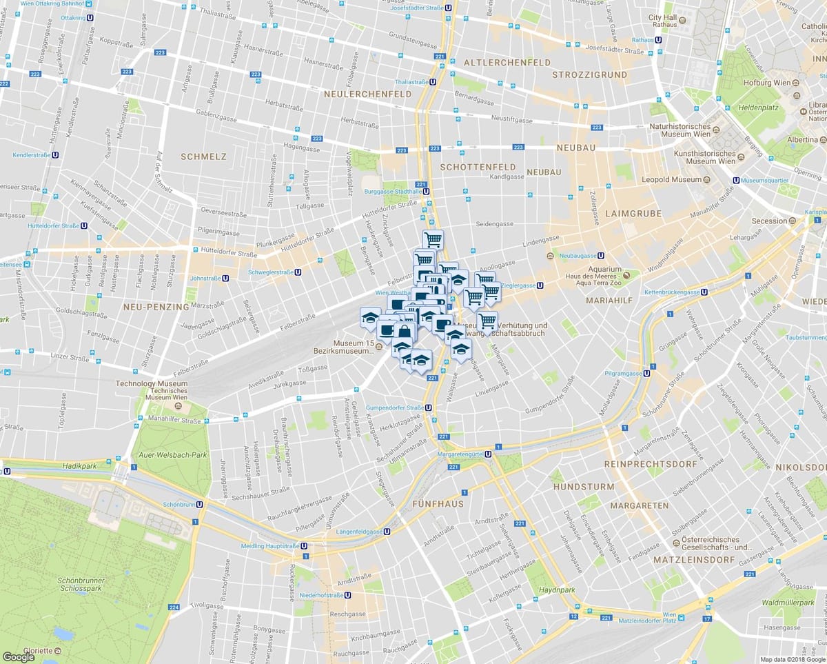 Карта на mariahilferstrasse
