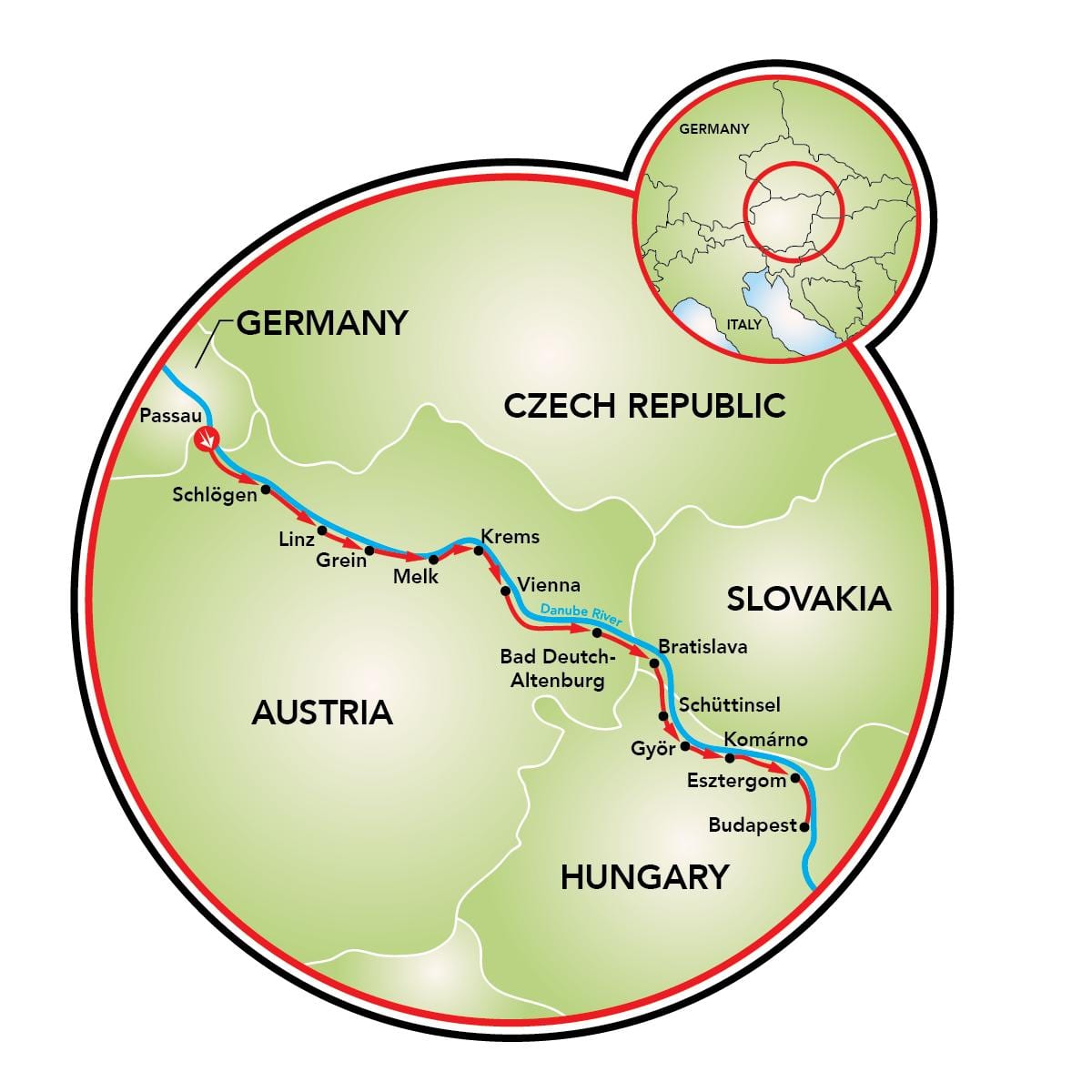 passau Виена велосипед мапа