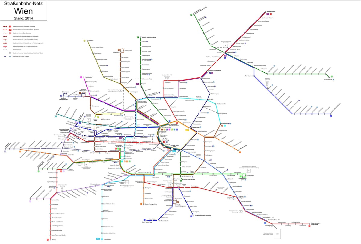 Виена strassenbahn мапа