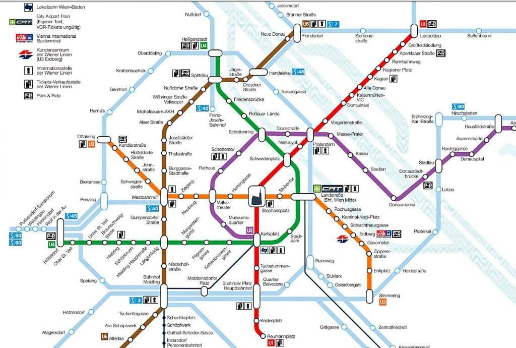 Wien метрото мапа