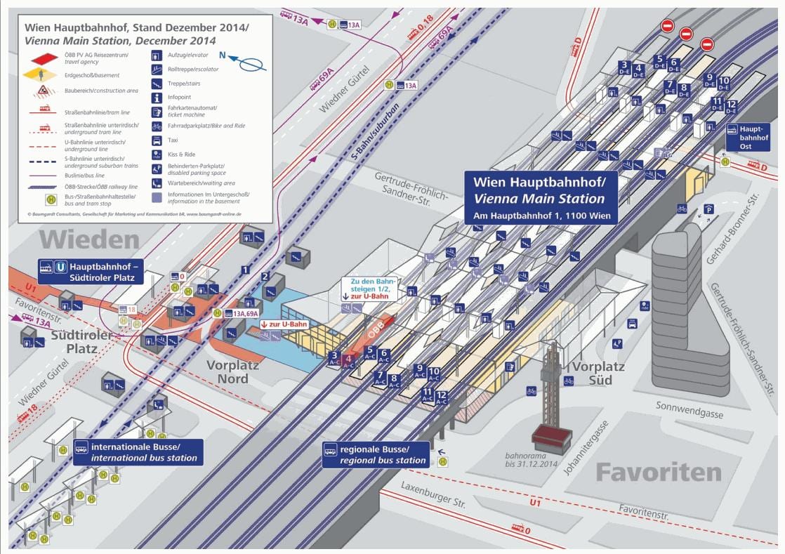 Карта на Wien hbf платформа