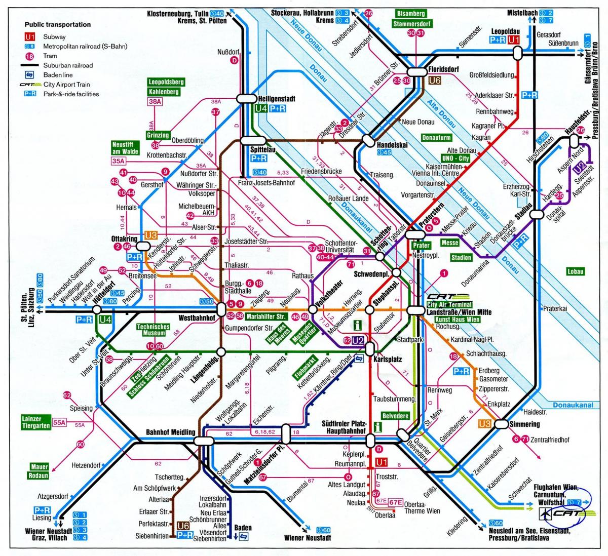 Мапа на Виена, Австрија воз