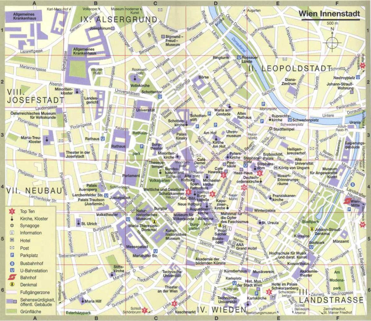 Виена градот туристичка мапа