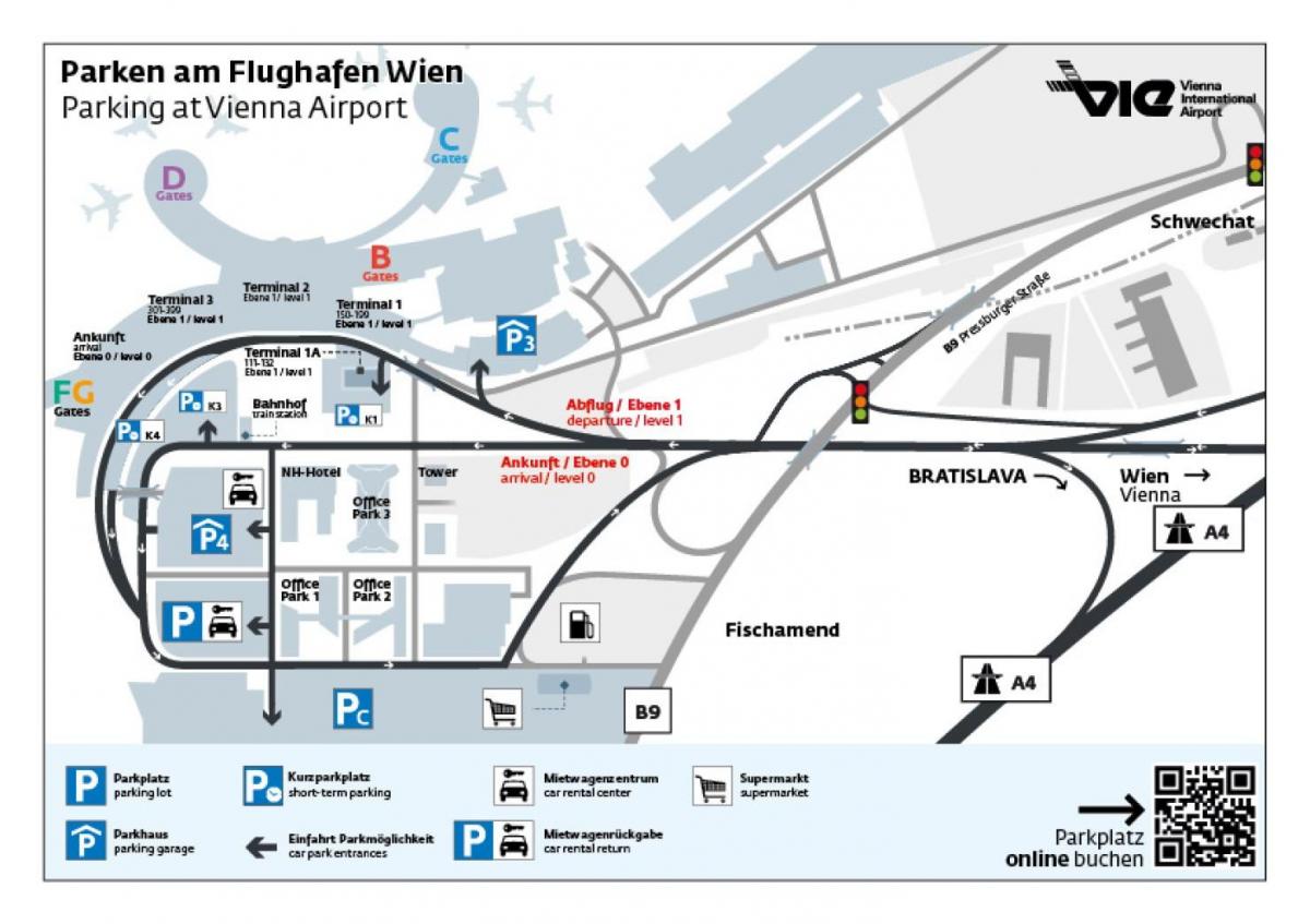 Карта на Виенскиот аеродром паркинг