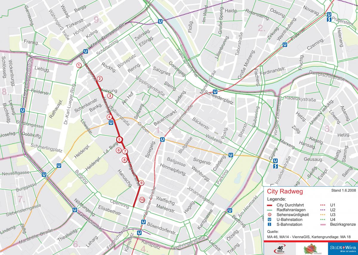 Виена велосипедизам мапа