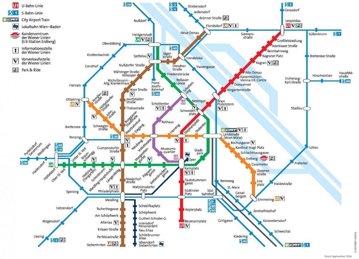 Виена, Австрија метро мапа