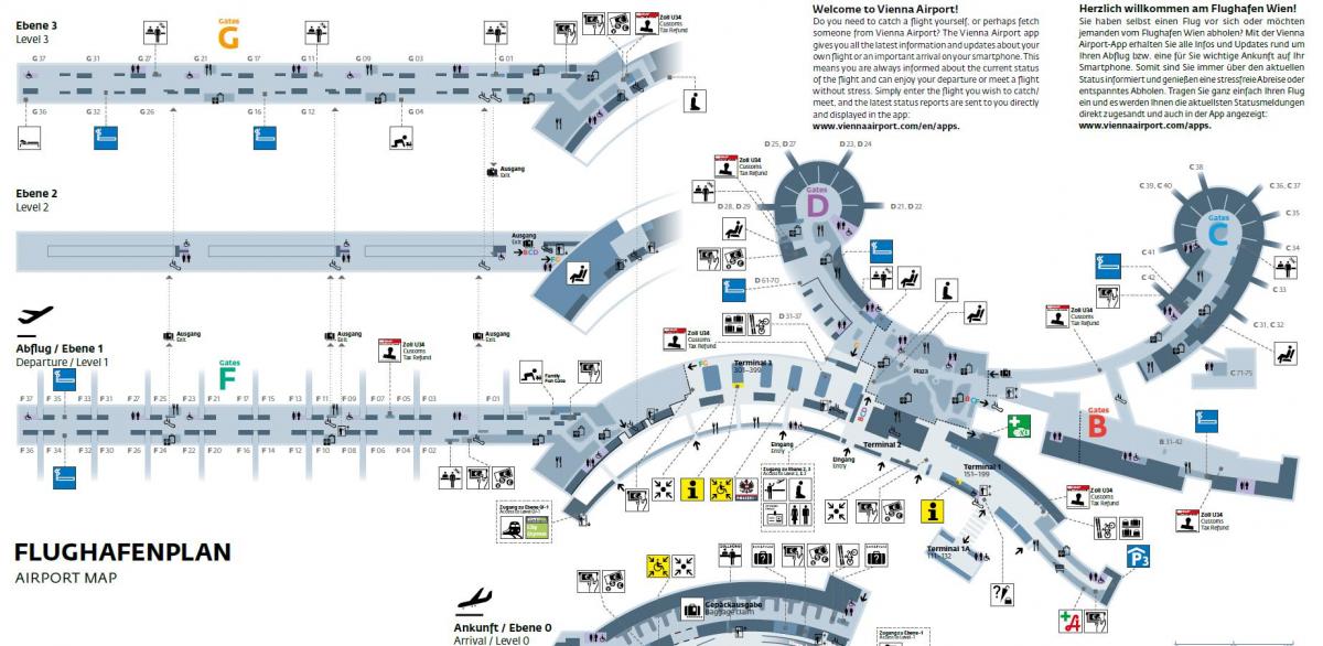 Виена, Австрија аеродром мапа