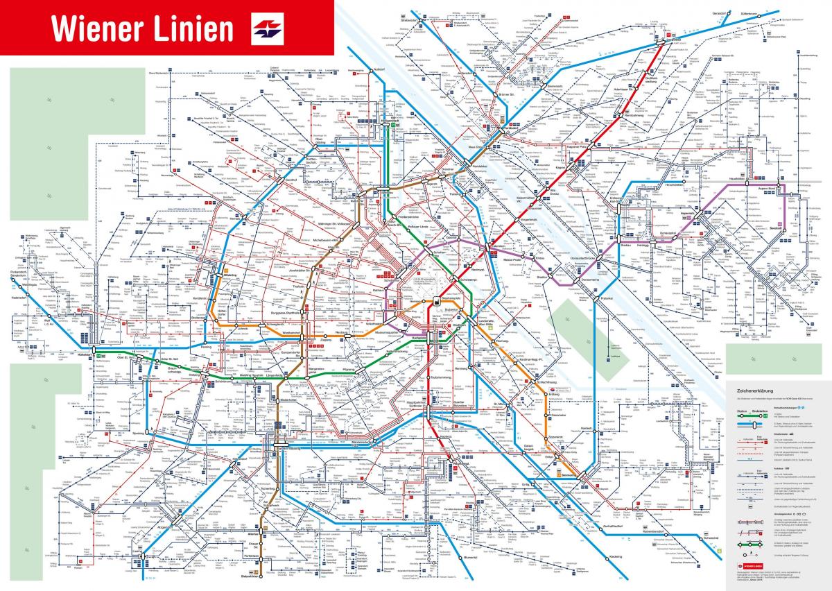 карта на Виена јавниот транспортен систем