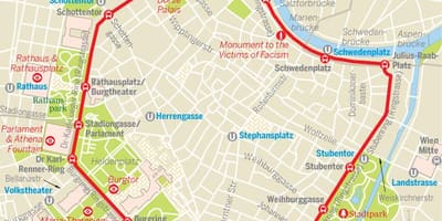 Виена прстен трамвај маршрутата на мапата